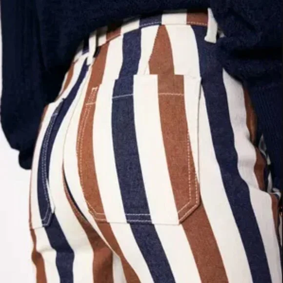 Striped Straight Leg Ankle Jeans Size 31/12 - Picture 10 of 11